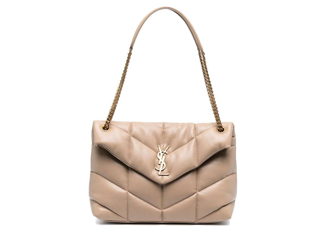 Pre-owned Saint Laurent Loulou Puffer Quilted Shoulder Bag Nude/beige