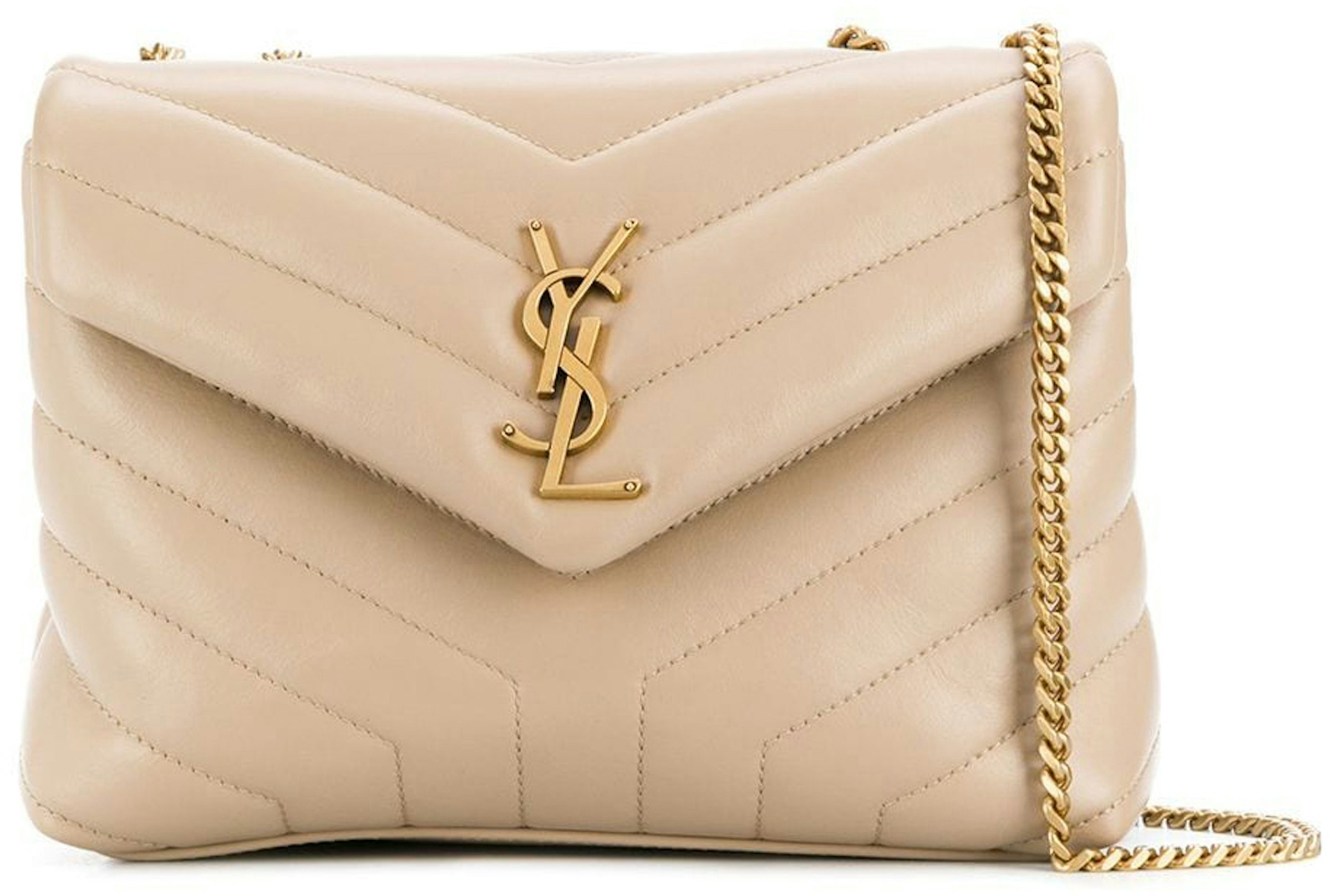 SAINT LAURENT Small White Leather Quilted Bag Loulou