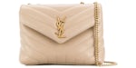 Saint Laurent Loulou Quilted Shoulder Bag Beige