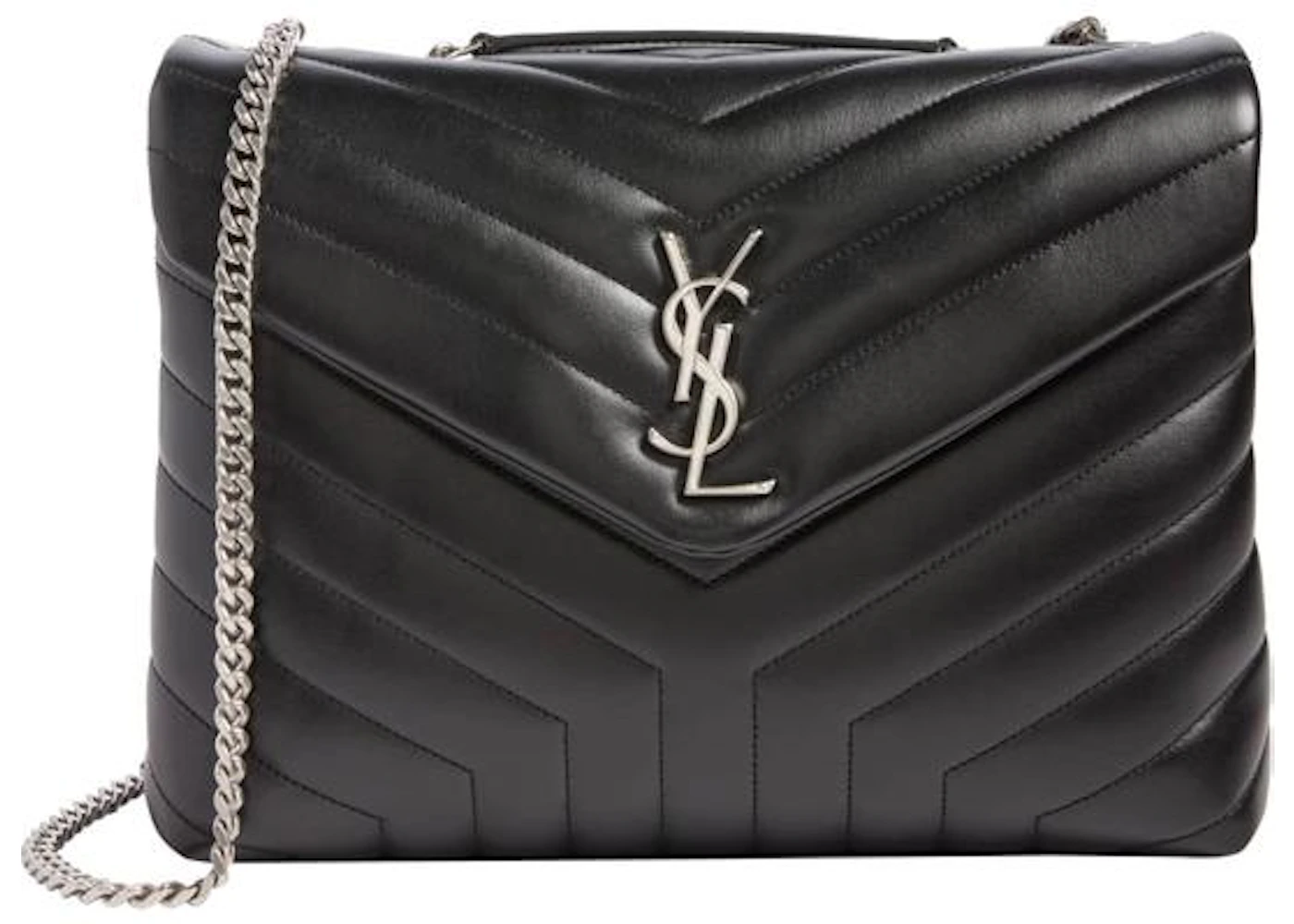 Saint Laurent Loulou Silver Tone Medium Black In Calfskin With Silver Tone Us Saint Laurent Loulou Silver Tone Medium Black In Calfskin With Silver Tone Us