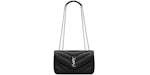 Saint Laurent Loulou Small In Pelle Di Agnello Trapuntata Silver-tone Black