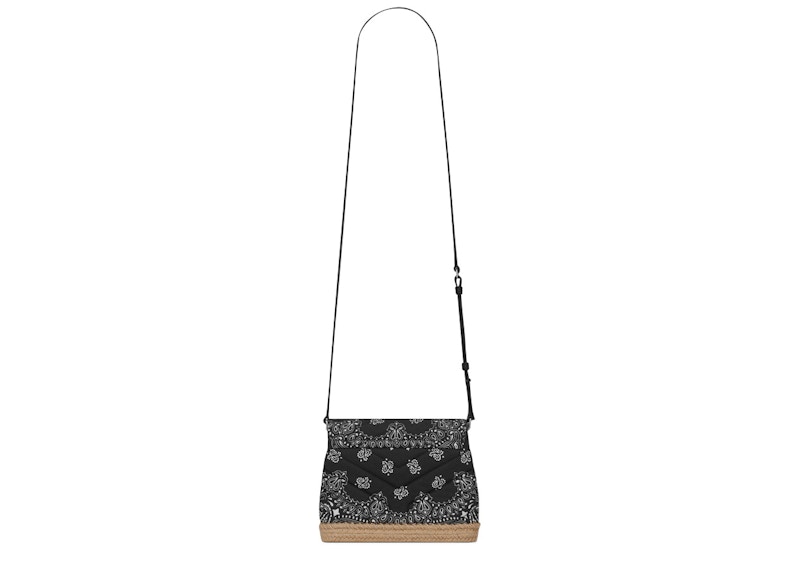 Saint Laurent Loulou Toy Bag Bandana Silvertone Black in Cotton with