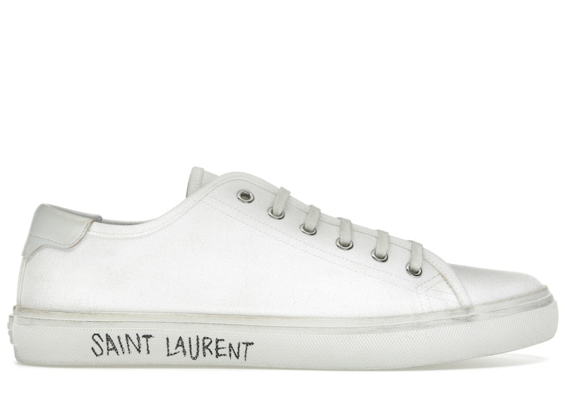 Pre-owned Saint Laurent Men's Malibu Optic Sneakers In White