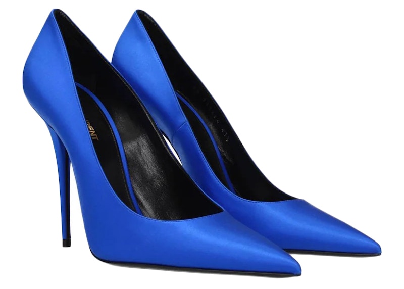 Saint Laurent Marylin Pump Electric Blue Satin