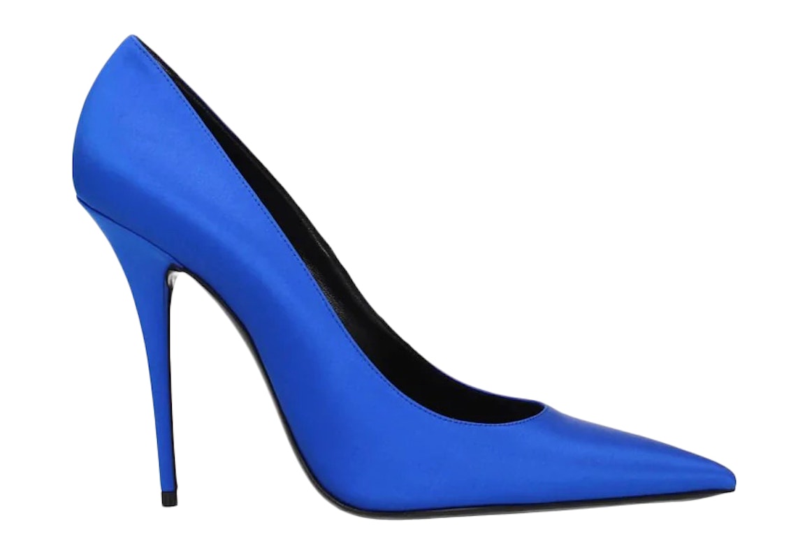 Pre-owned Saint Laurent Marylin Pump Electric Blue Satin