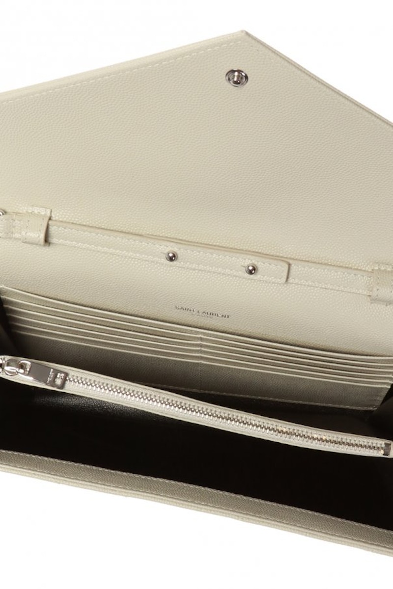 Saint Laurent Monogram Chain Wallet Matelasse Grain De Poudre Blanc Vintage