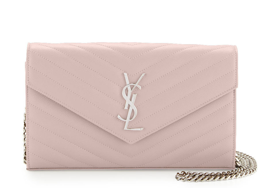 saint laurent wallet on chain pink