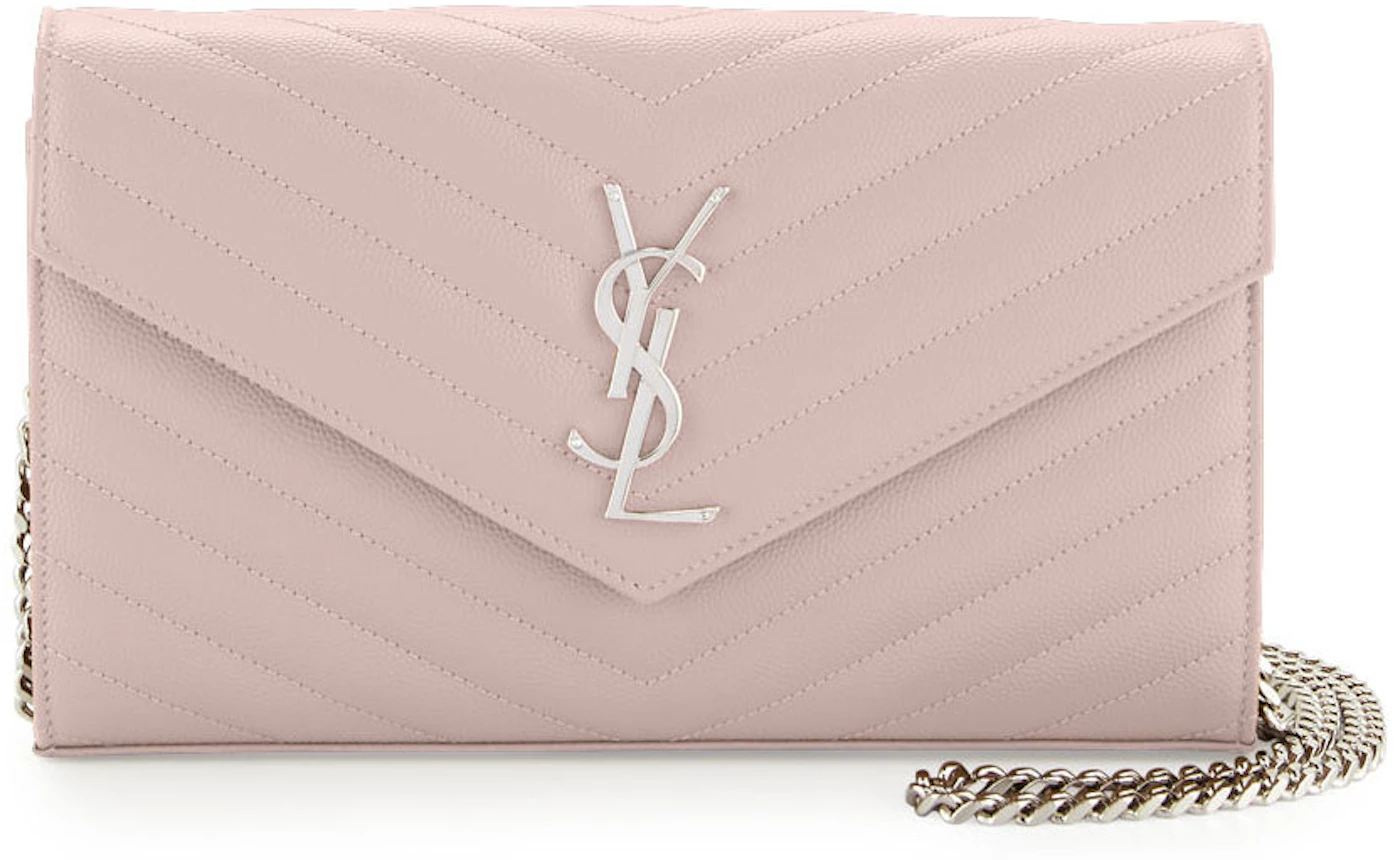 YSL Wallet on Chain Small in Monogram Grain Black Leather and Silver  Hardware