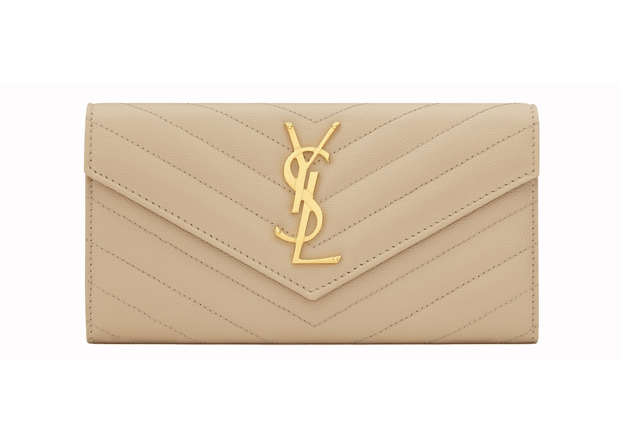 Saint Laurent Small Ysl Envelope Flap Wallet on Chain Black