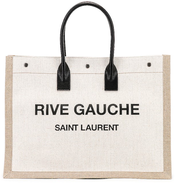 Saint Laurent Noe Tote Rive Gauche Canvas White/Black in Canvas