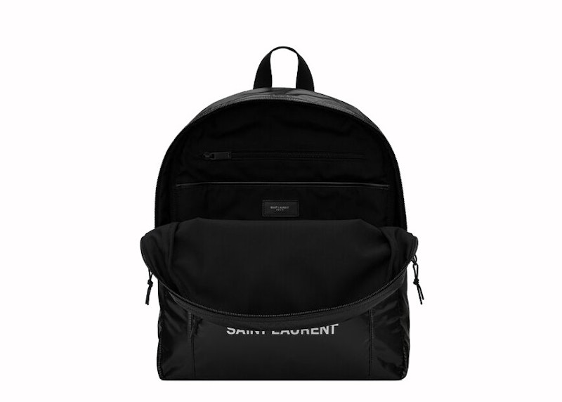 Saint Laurent Nuxx Backpack In Nylon Silver/Black