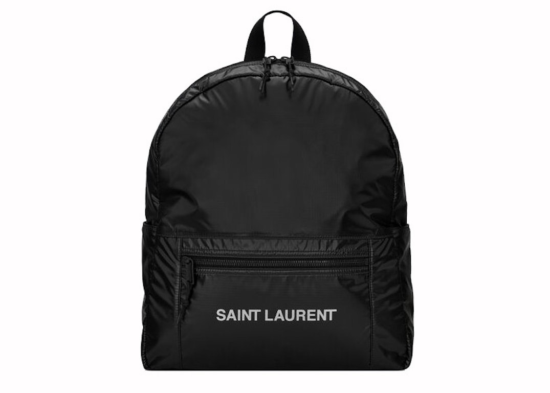 Pre-owned Saint Laurent Nuxx Backpack In Nylon Silver/black
