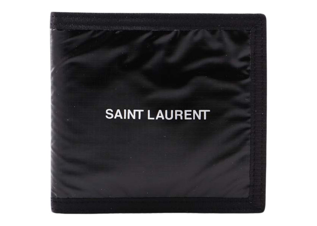 Pre-owned Saint Laurent Nuxx Nylon Logo Print Wallet Black