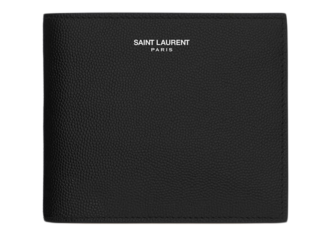 Pre-owned Saint Laurent Paris East/west Wallet With Coin Purse De Poudre Embossed Black