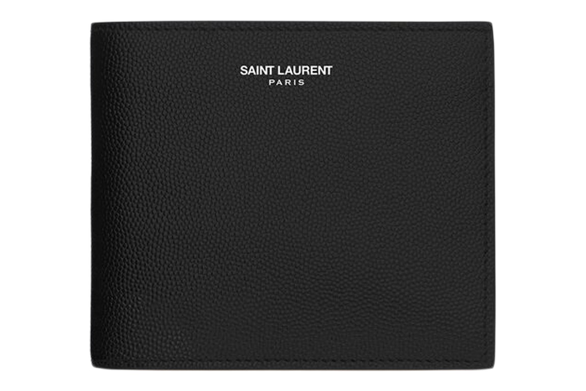 Pre-owned Saint Laurent Paris East/west Wallet With Coin Purse De Poudre Embossed Black