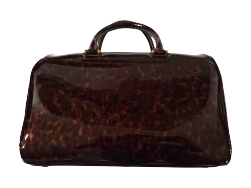 Pre-owned Saint Laurent Women's  Patent Leather Duffle Bag In Tortoise Shell In Brown