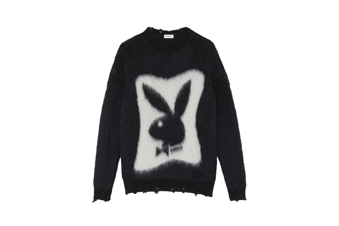 Pre-owned Saint Laurent Playboy Sweater In Mohair Black White