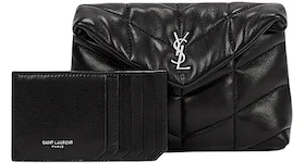 Saint Laurent Puffer In Quilted Lambskin Pouch Black/Silver-tone