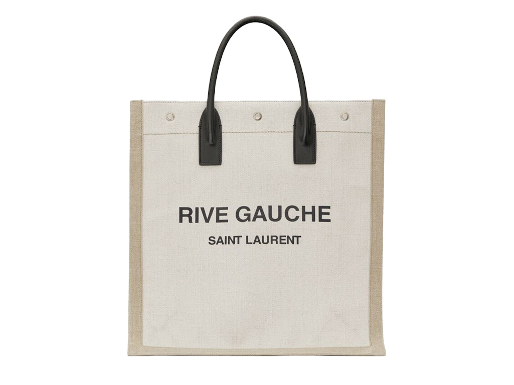 Pre-owned Saint Laurent Rive Gauche North/south Tote White Linen/beige