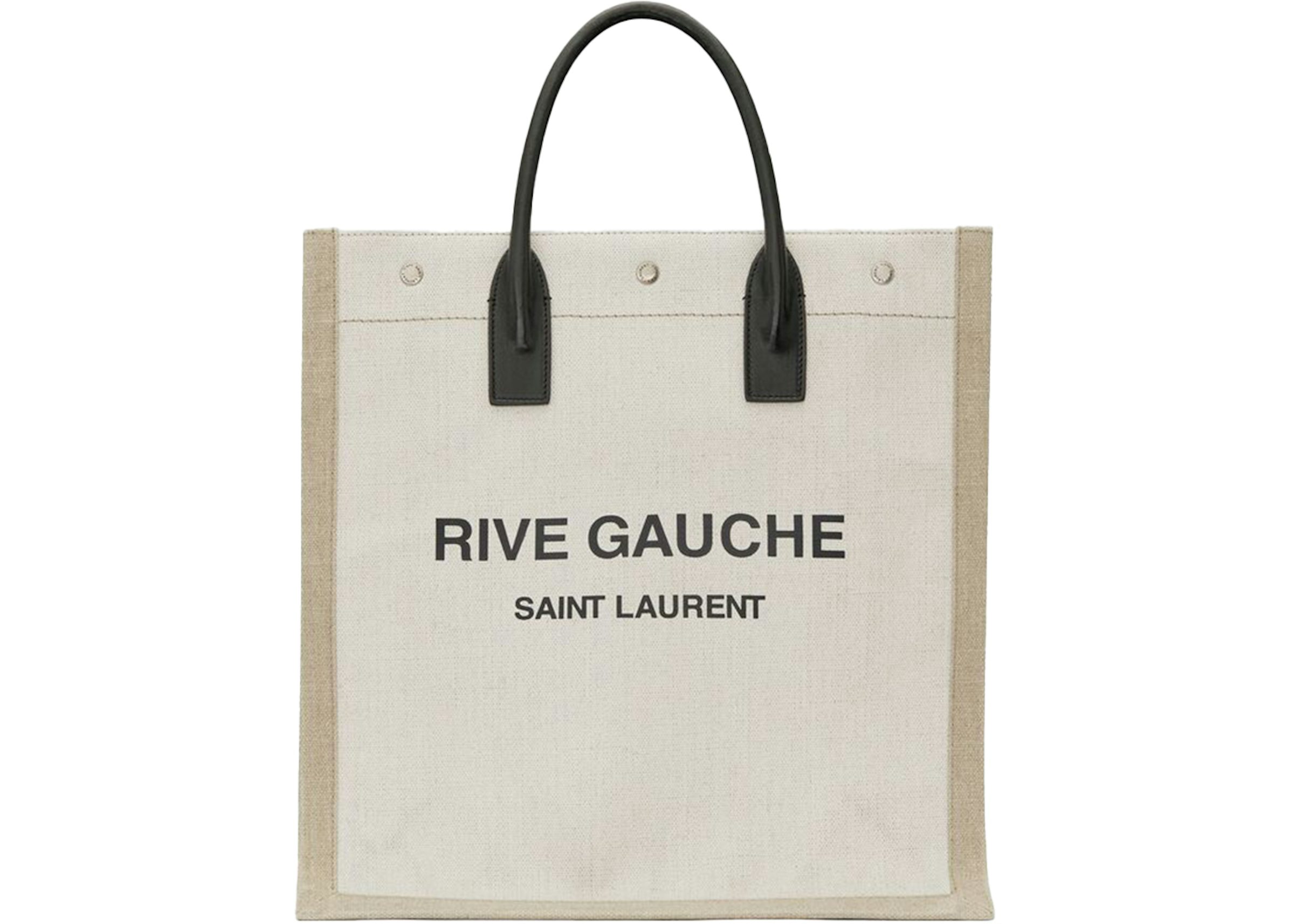 Saint Laurent Rive Gauche North/South Tote White Linen/Beige in Canvas with  Silver-tone - US