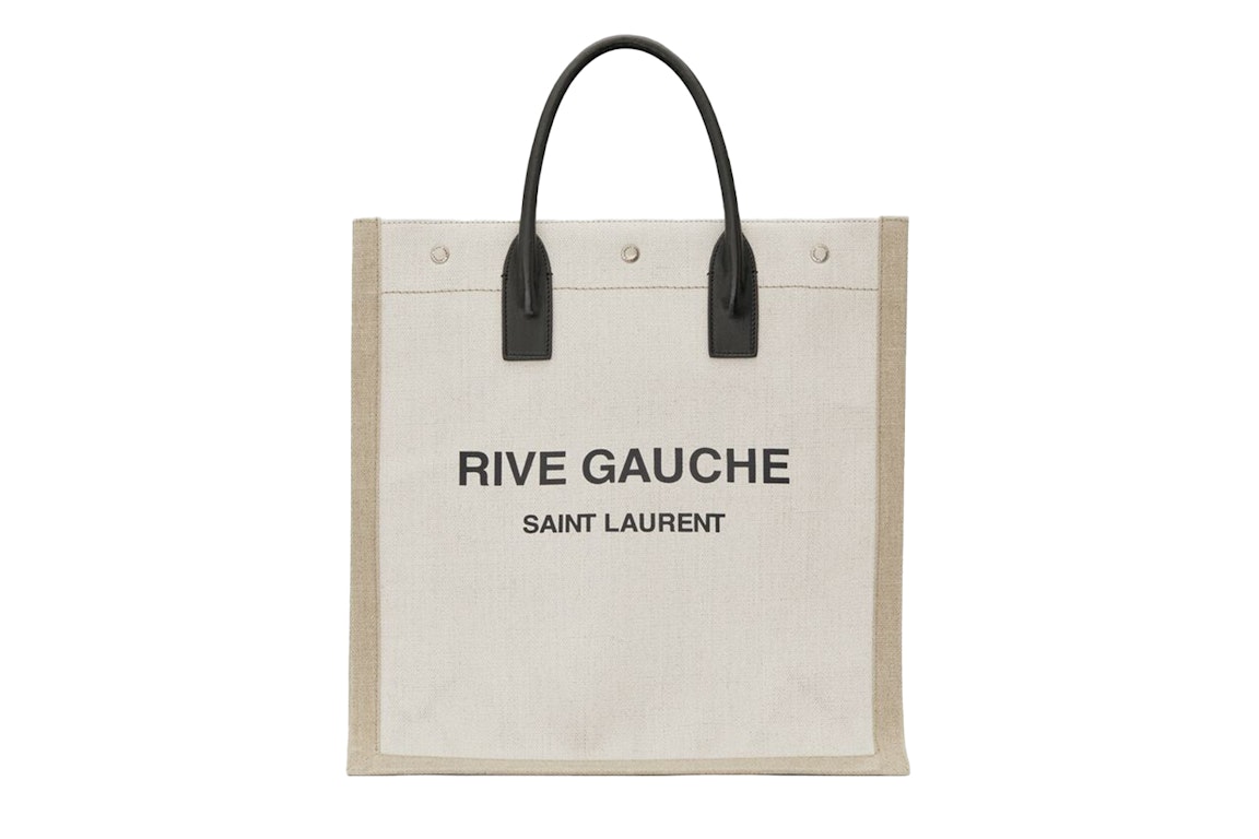 Pre-owned Saint Laurent Rive Gauche North/south Tote White Linen/beige