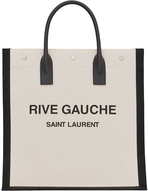 Saint Laurent Rive Gauche North/South Tote White Linen/Black in