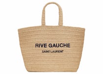 Saint Laurent Rive Gauche Tote Bag Small Neutrals in Fabric with Gold-tone  - US