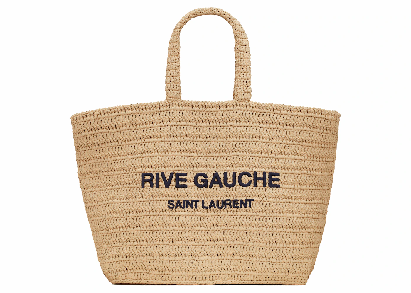 Saint Laurent Rive Gauche Straw Tote Bag in Black