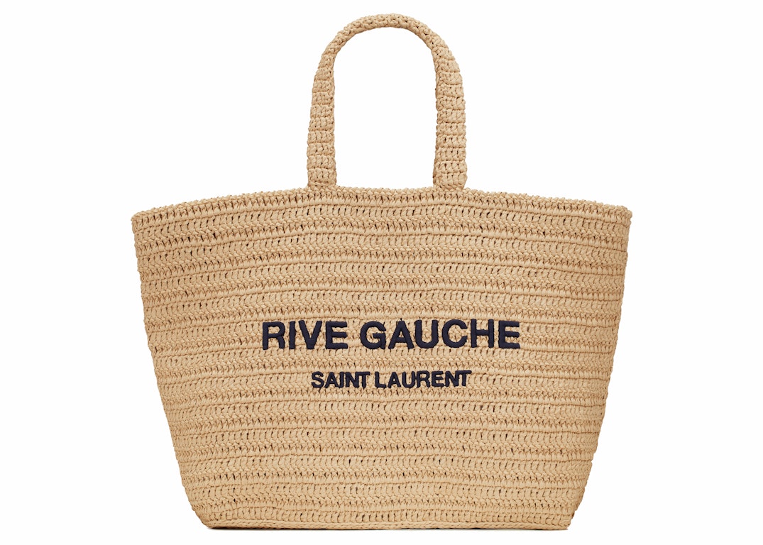Pre-owned Saint Laurent Rive Gauche Supple Raffia Tote Bag Natural