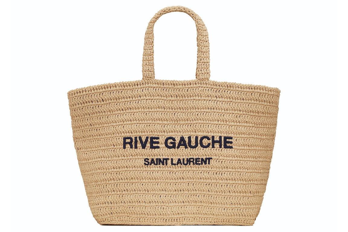 Pre-owned Saint Laurent Rive Gauche Supple Raffia Tote Bag Natural