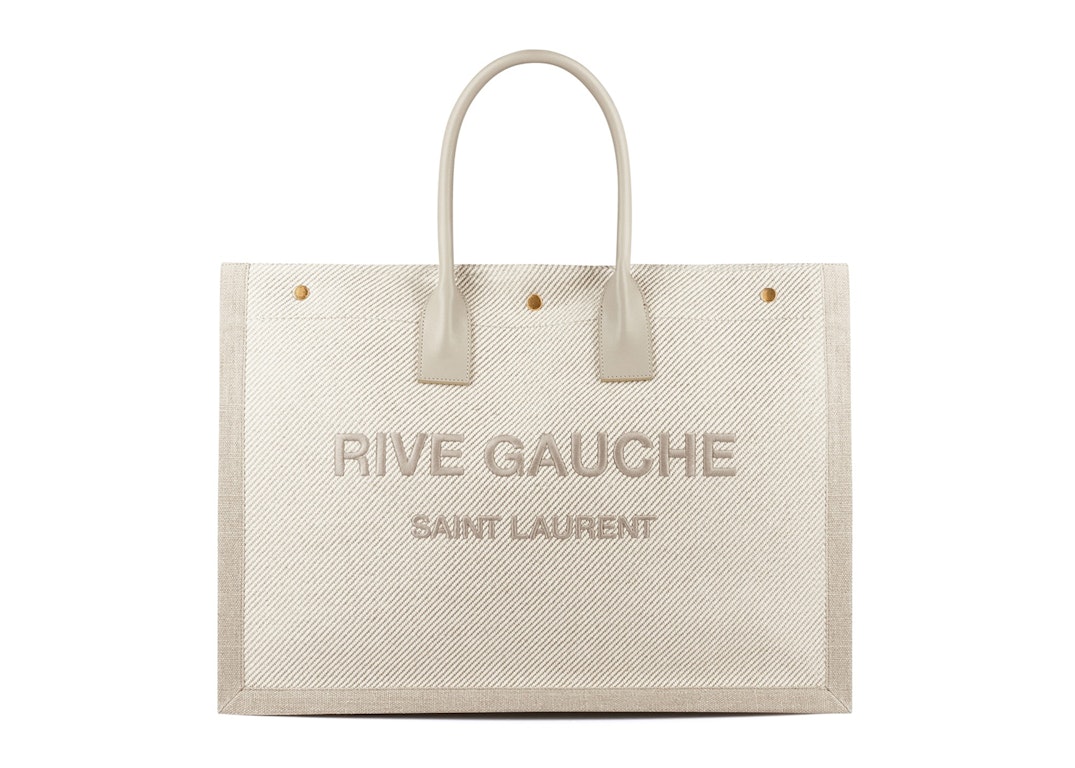 Pre-owned Saint Laurent Rive Gauche Tote Bag Small Neutrals