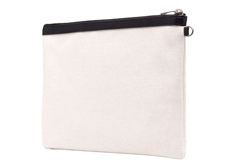 Saint Laurent Rive Gauche Zipped Pouch Off White/Black