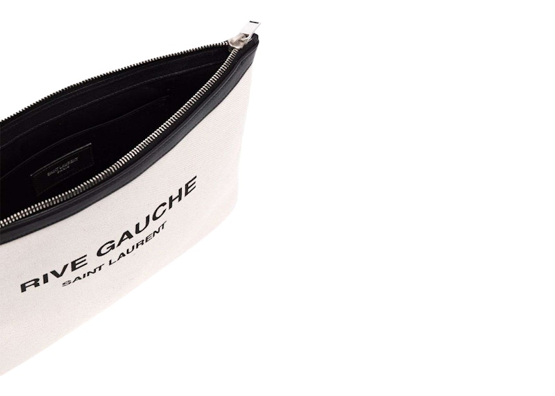 Saint Laurent Rive Gauche Zipped Pouch Off White/Black