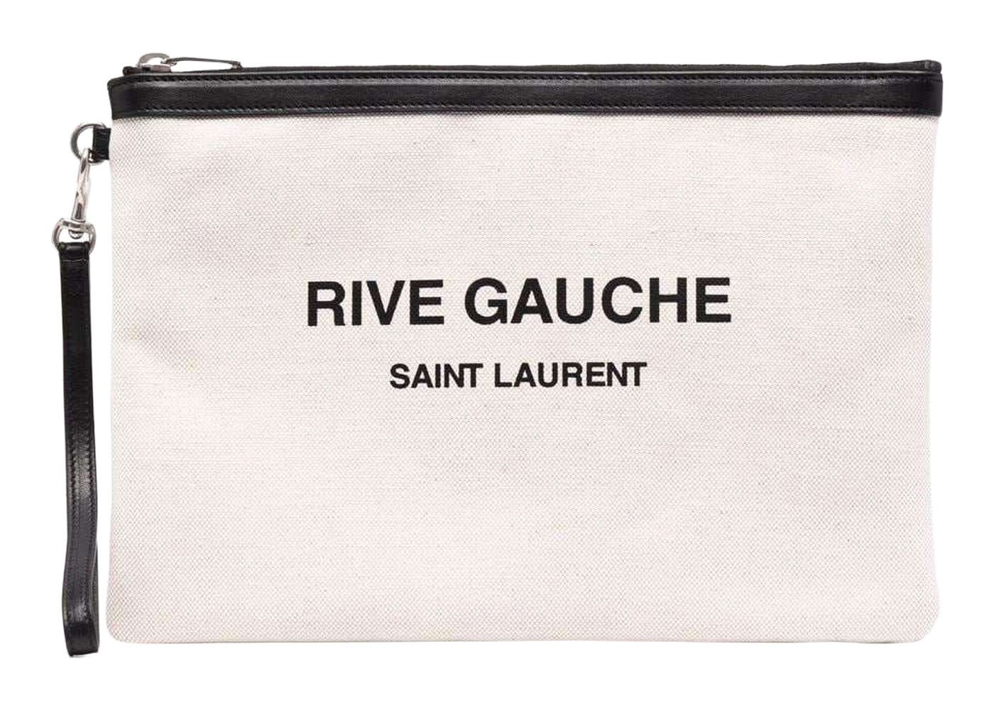 Saint Laurent Rive Gauche Zipped Pouch Off White/Black