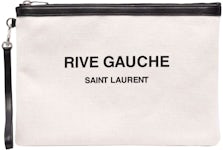 Saint Laurent Rive Gauche Zipped Pouch Off White/Black