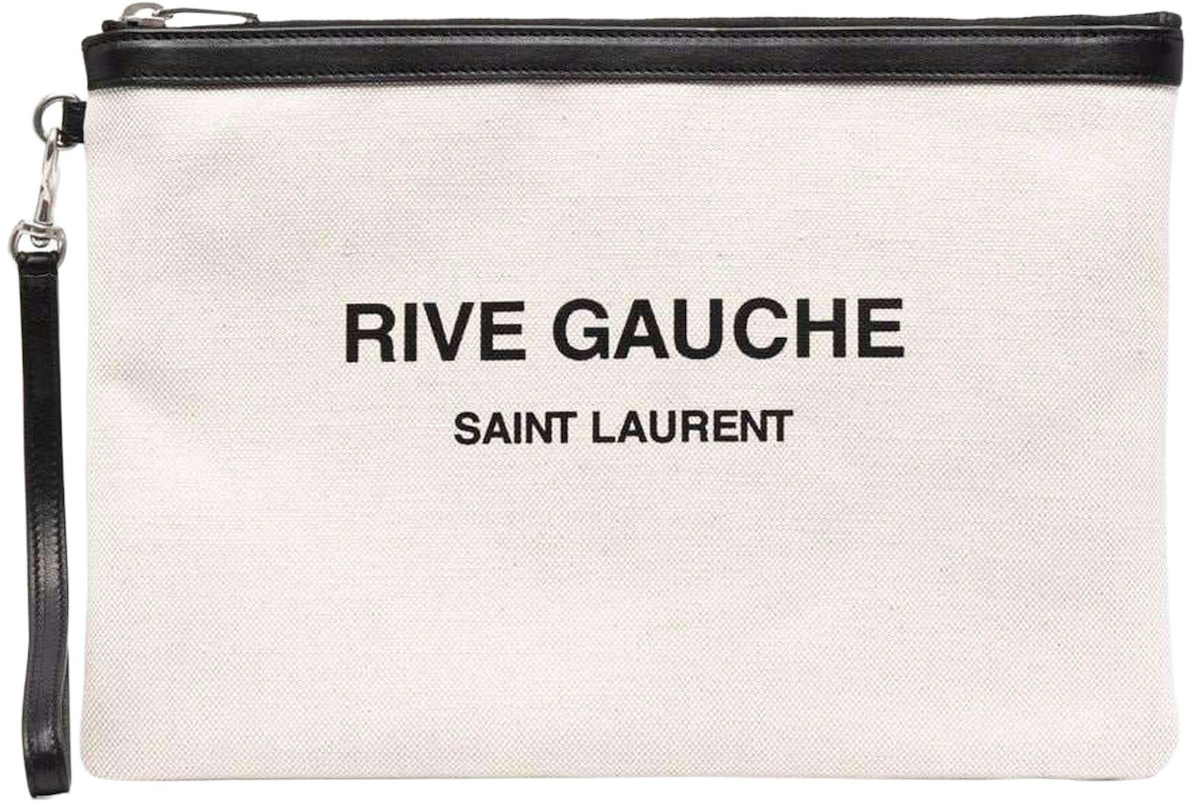 Saint Laurent Rive Gauche Zipped Pouch Off White/Black in Canvas with  Silver-tone - US