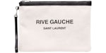 Saint Laurent Rive Gauche Zipped Pouch Off White/Black