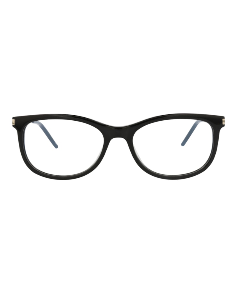 Pre-owned Saint Laurent Women's  Roundframe Acetate Optical Frames In Black Silver Transparent (sl513/30013056/