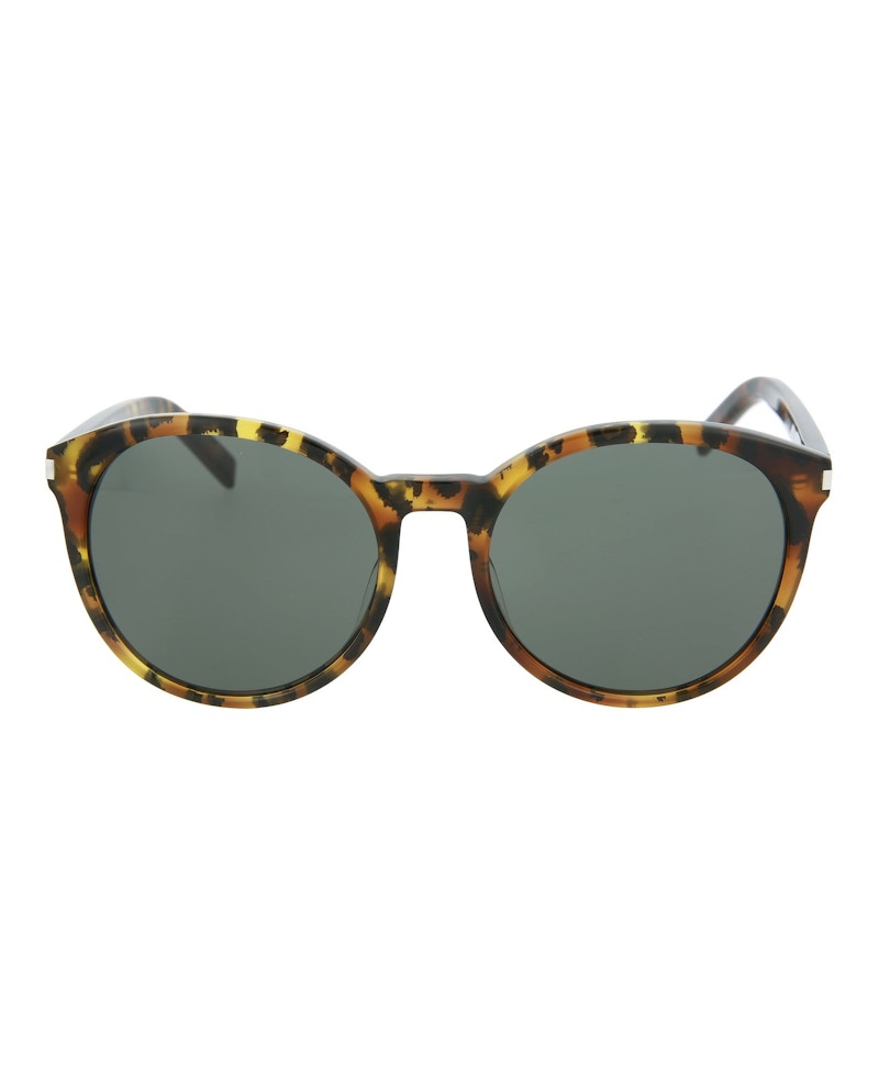 Pre-owned Saint Laurent Women's  Roundframe Acetate Sunglasses In Avana Grey (classic6/30000165/009) In Gray