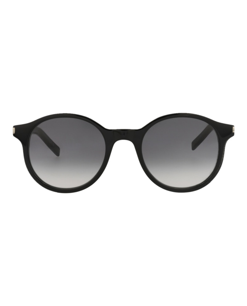 Pre-owned Saint Laurent Roundframe Acetate Sunglasses In Black Black Grey (sl521/30013043/001)