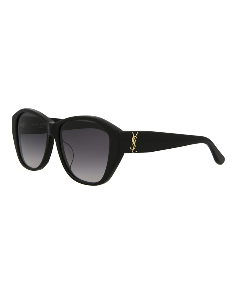 Saint Laurent Round-Frame Acetate Sunglasses Black Black Grey (Slm8f-30001590-001)