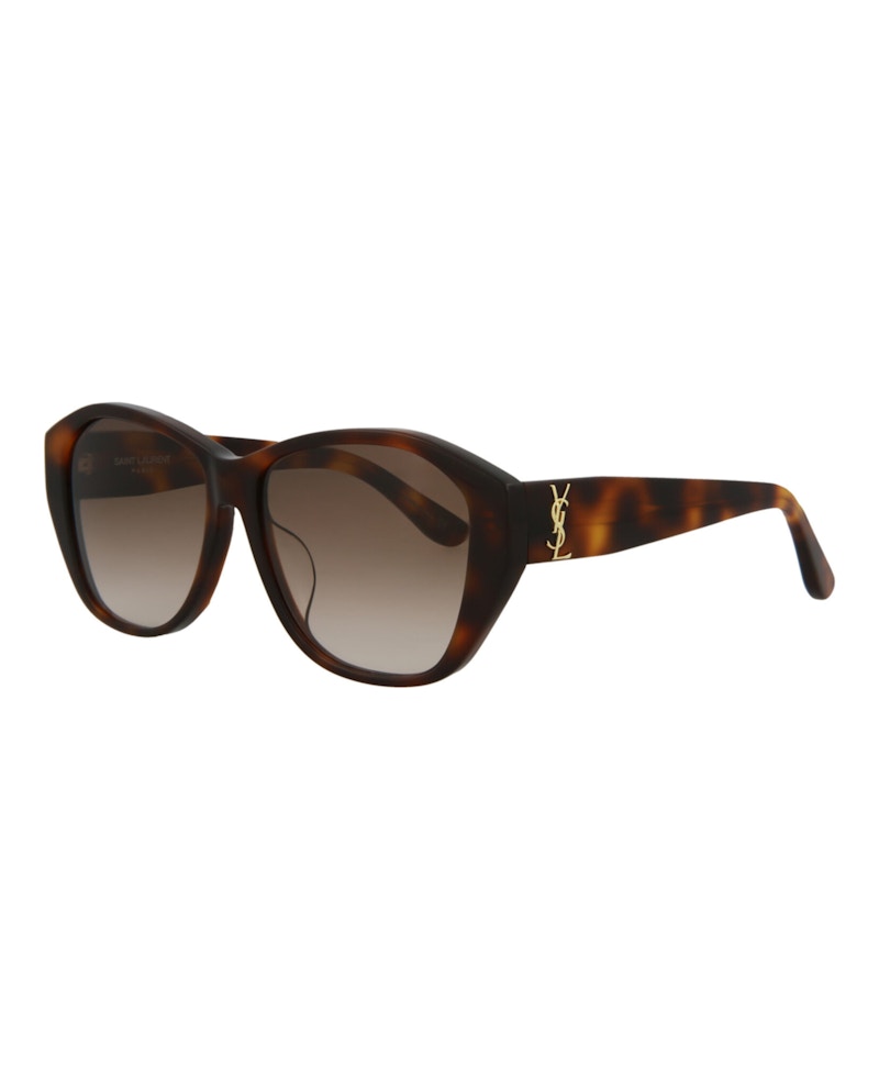 Pre-owned Saint Laurent Women's  Roundframe Acetate Sunglasses In Brown Brown (slm8f/30001590/003)