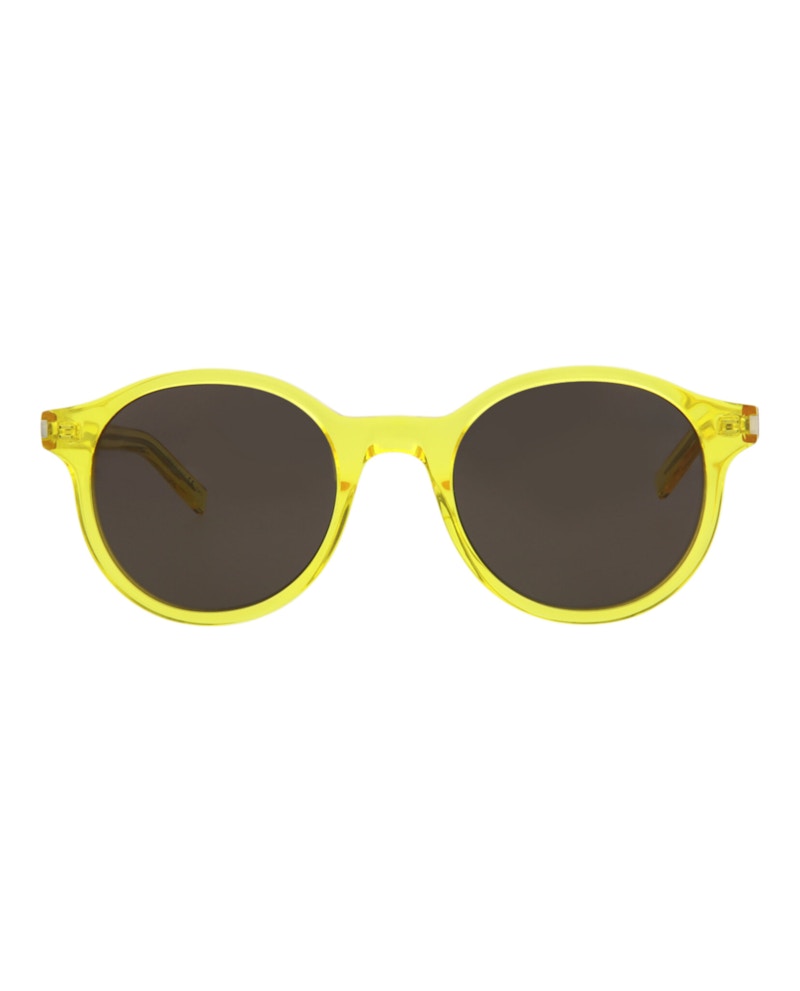 Pre-owned Saint Laurent Roundframe Acetate Sunglasses In Yellow Black (sl521/30013043/009)