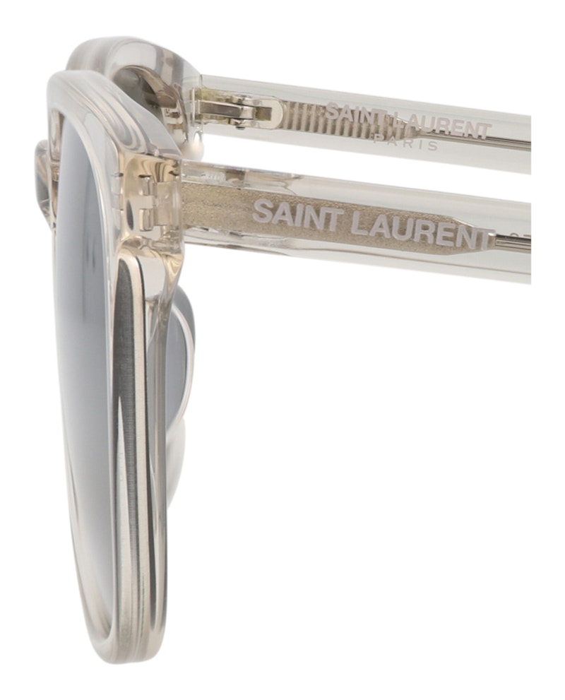 Saint Laurent Round-Frame Recycled Acetate Sunglasses Beige Beige Silver (Sl673f-30015291-003)