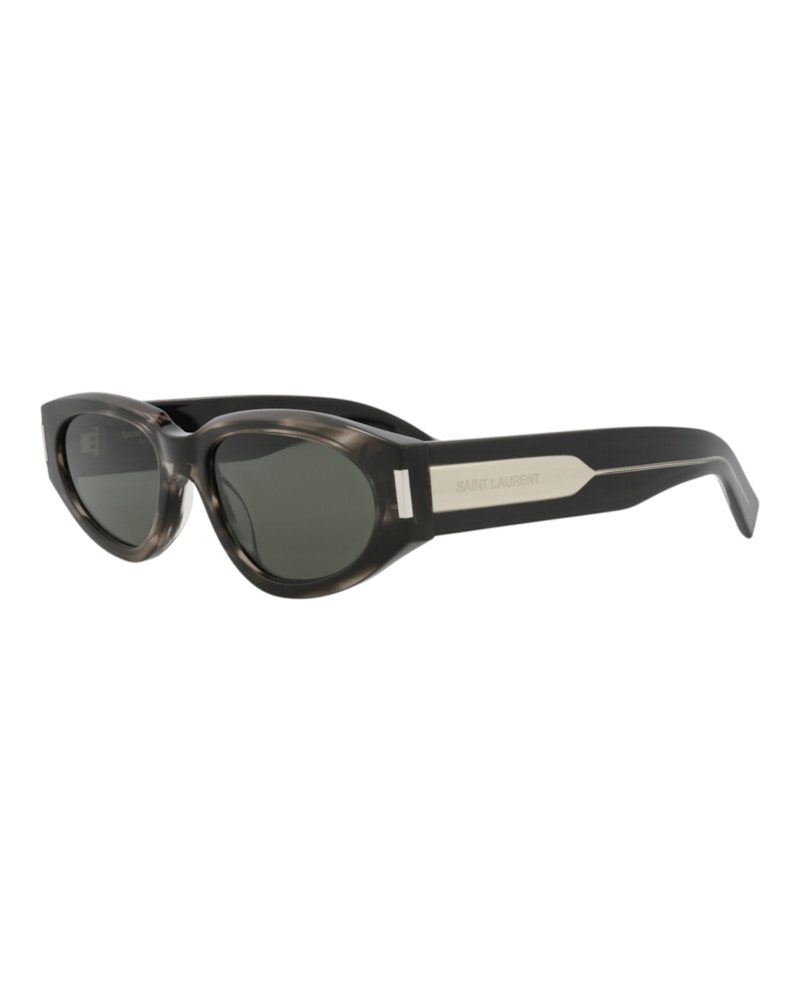 Pre-owned Saint Laurent Women's Round Oval Sunglasses In Havana Crystal Grey (sl618/30014642/004)