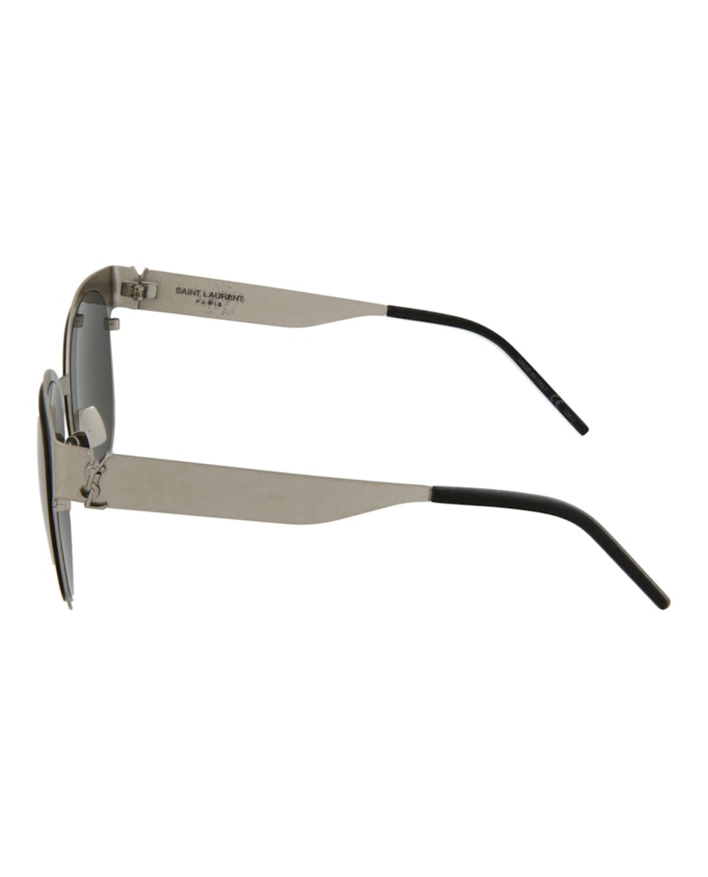 Saint Laurent Round Oval Sunglasses Silver/Silver/Grey (Slm42-30007184-005)