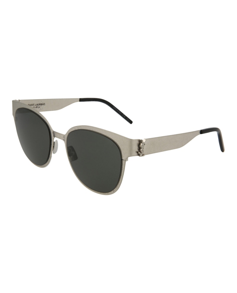 Saint Laurent Round Oval Sunglasses Silver/Silver/Grey (Slm42-30007184-005)