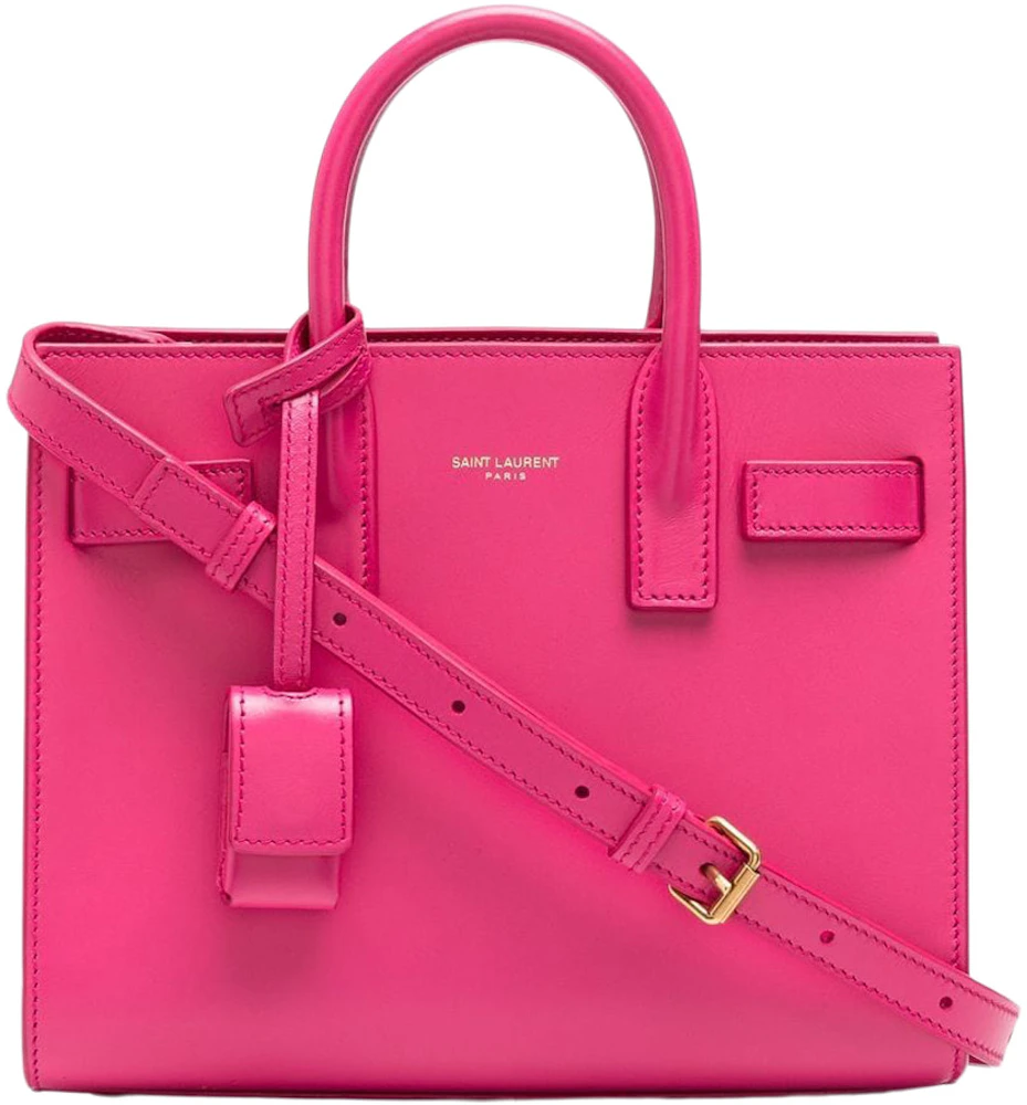 Saint Laurent Nano Sac Du Jour Tote Bag In Grained Leather in Pink