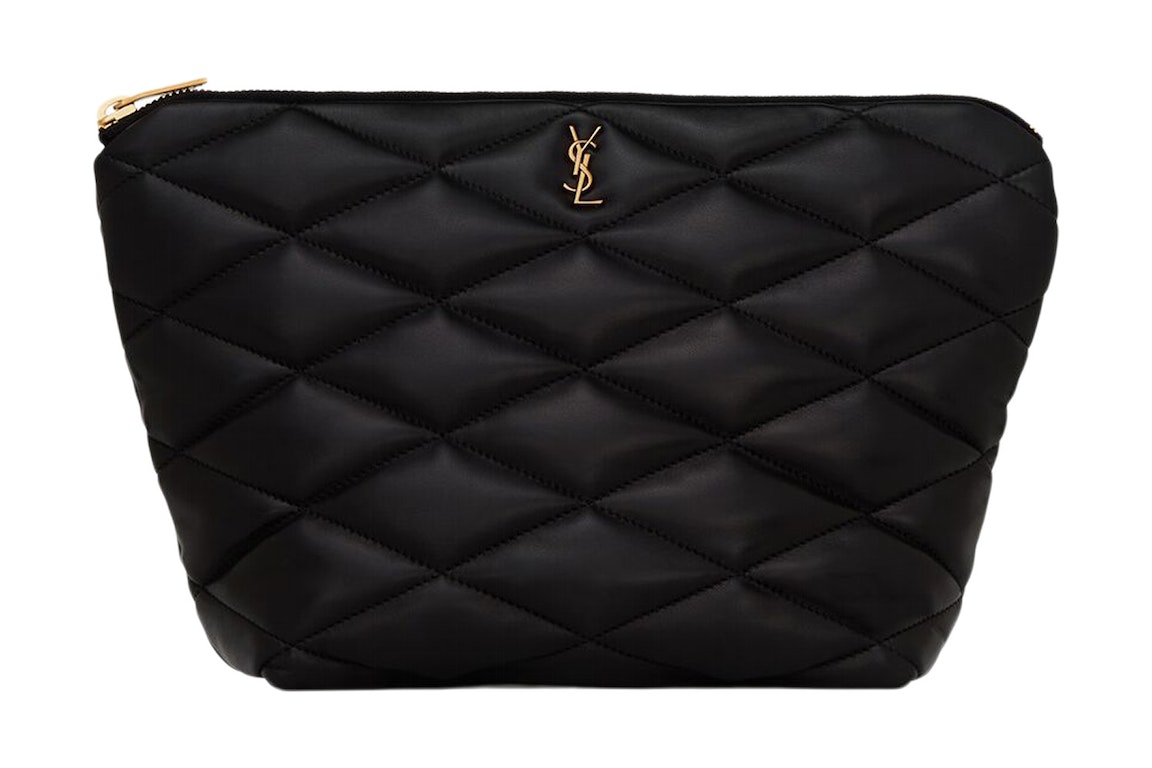 Pre-owned Saint Laurent Sade Pouch Medium Diamond Quilted Black