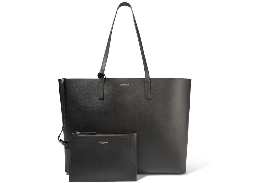 Saint Laurent Shopping Tote (With Pouch) Large Black in Leather with  Gold-tone - US